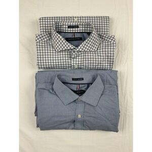 Tommy Hilfiger Slim Fit Dress Shirt Lot 15.5 34/35 Blue Check Non Iron Classic
